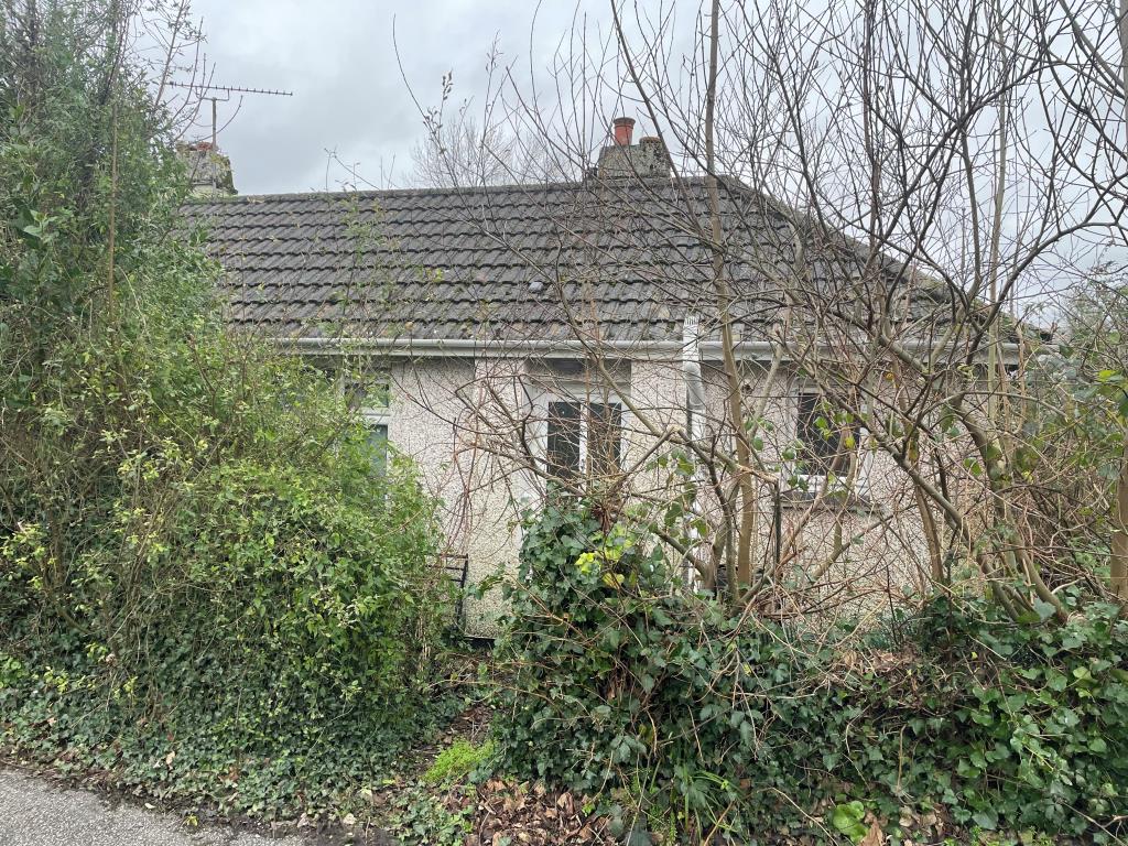 Lot: 159 - SEMI-DETACHED BUNGALOW - Front elevation with overgrown front garden